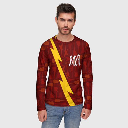 Мужской лонгслив Maneskin гитары и молния / 3D-принт – фото 3