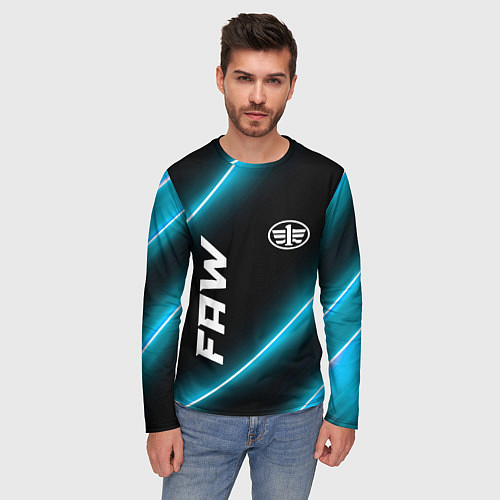 Мужской лонгслив FAW неоновые лампы / 3D-принт – фото 3