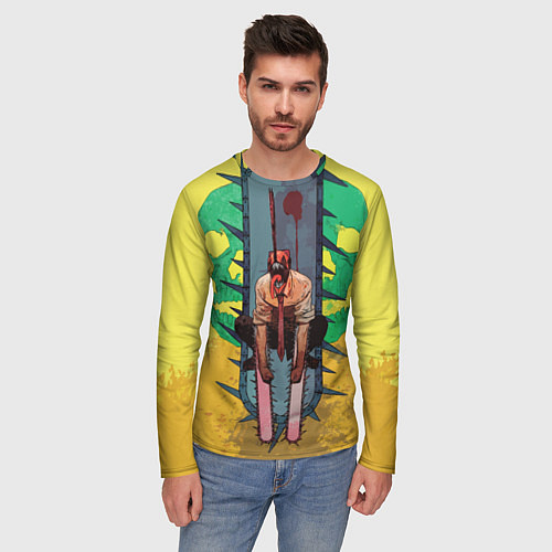 Мужской лонгслив Человек-бензопила : Дэндзи / 3D-принт – фото 3