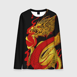 Лонгслив мужской Японский Золотой Дракон, цвет: 3D-принт