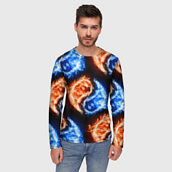 Лонгслив мужской Инь - янь, огонь - вода, паттерн, цвет: 3D-принт — фото 2