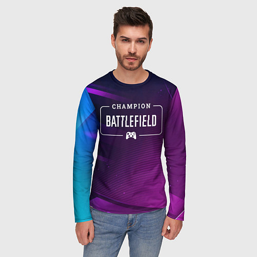 Мужской лонгслив Battlefield gaming champion: рамка с лого и джойст / 3D-принт – фото 3