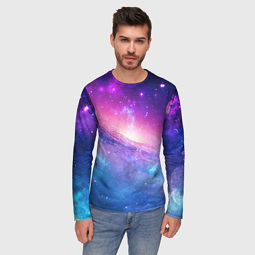 Мужской лонгслив Космическая воронка / 3D-принт – фото 3