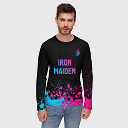 Лонгслив мужской Iron Maiden - neon gradient: символ сверху, цвет: 3D-принт — фото 2