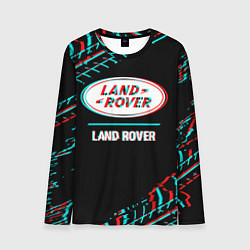 Лонгслив мужской Значок Land Rover в стиле glitch на темном фоне, цвет: 3D-принт