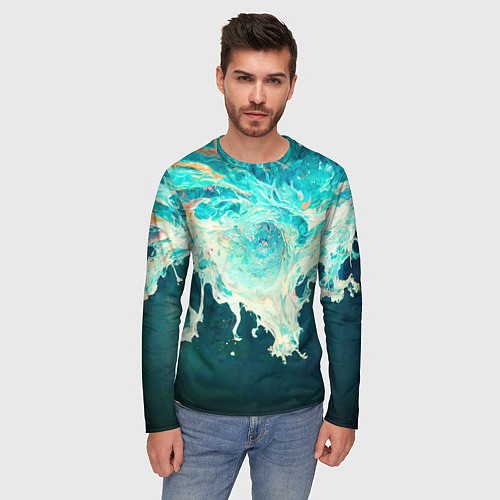 Мужской лонгслив Поток воды / 3D-принт – фото 3