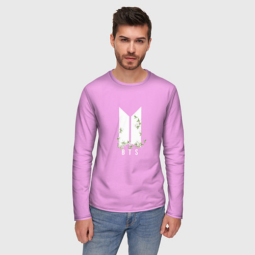 Мужской лонгслив BTS White Flowers / 3D-принт – фото 3