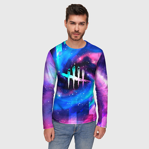 Мужской лонгслив Dead by Daylight неоновый космос / 3D-принт – фото 3