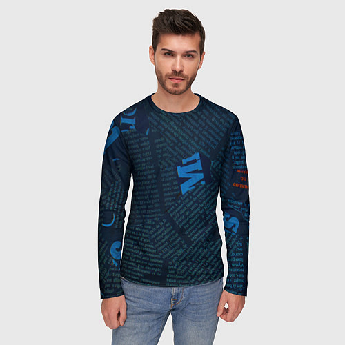 Мужской лонгслив Черная газета / 3D-принт – фото 3