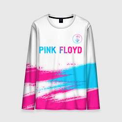 Лонгслив мужской Pink Floyd neon gradient style: символ сверху, цвет: 3D-принт