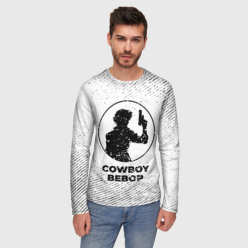Мужской лонгслив Cowboy Bebop с потертостями на светлом фоне / 3D-принт – фото 3