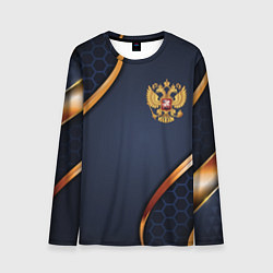 Лонгслив мужской Blue & gold герб России, цвет: 3D-принт