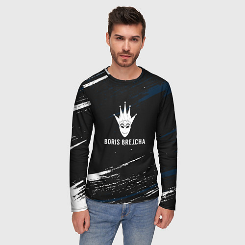 Мужской лонгслив Boris Brejcha в маске краска / 3D-принт – фото 3