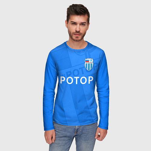 Мужской лонгслив ФК Ротор - Волгоград - Большой логотип / 3D-принт – фото 3