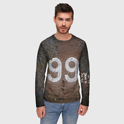 Мужской лонгслив Номер 99 на ржавом металле / 3D-принт – фото 3