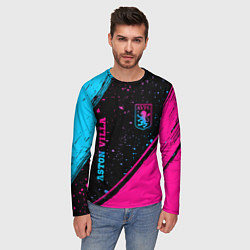 Лонгслив мужской Aston Villa - neon gradient: надпись, символ, цвет: 3D-принт — фото 2