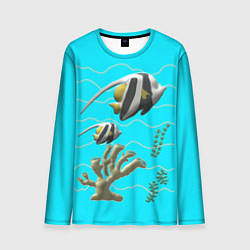 Лонгслив мужской Подводный мир рыбки кораллы, цвет: 3D-принт