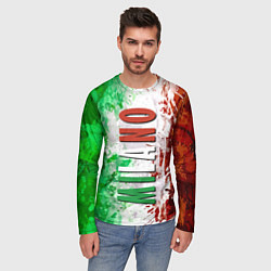 Лонгслив мужской Флаг Италии - кляксы, цвет: 3D-принт — фото 2