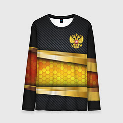 Лонгслив мужской Black & gold - герб России, цвет: 3D-принт