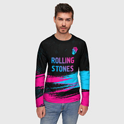 Лонгслив мужской Rolling Stones - neon gradient: символ сверху, цвет: 3D-принт — фото 2