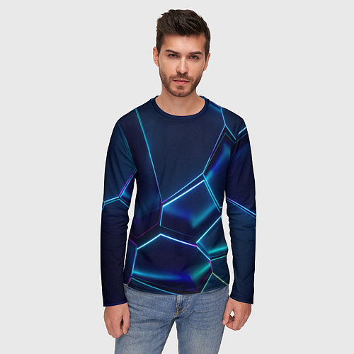 Мужской лонгслив Перламутровые фигуры / 3D-принт – фото 3