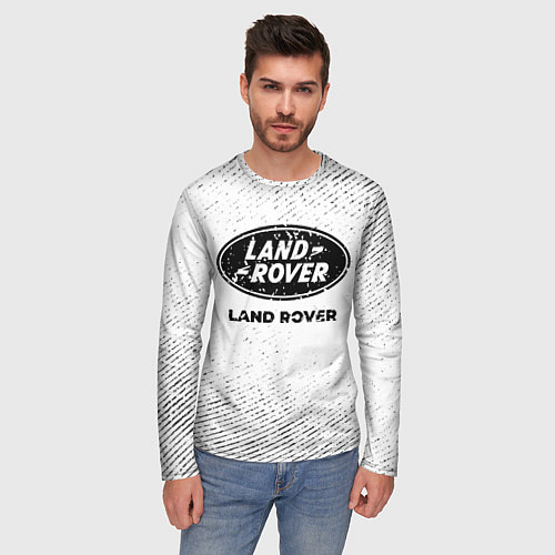 Мужской лонгслив Land Rover с потертостями на светлом фоне / 3D-принт – фото 3