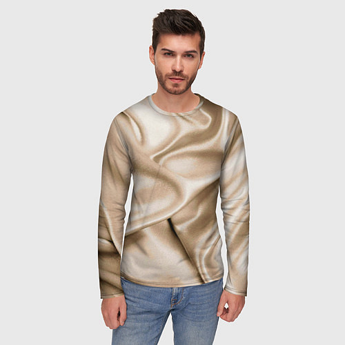 Мужской лонгслив Струящаяся золотистая ткань / 3D-принт – фото 3