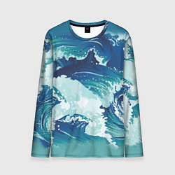 Лонгслив мужской Несущиеся морские волны, цвет: 3D-принт