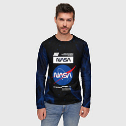 Лонгслив мужской Nasa - синее пламя, цвет: 3D-принт — фото 2