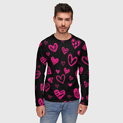 Лонгслив мужской Розовые сердца, цвет: 3D-принт — фото 2