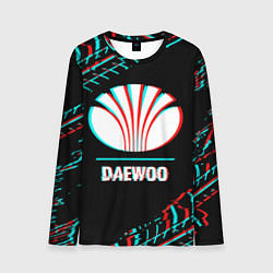 Лонгслив мужской Значок Daewoo в стиле glitch на темном фоне, цвет: 3D-принт