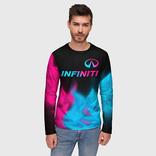 Мужской лонгслив Infiniti - neon gradient: символ сверху / 3D-принт – фото 3