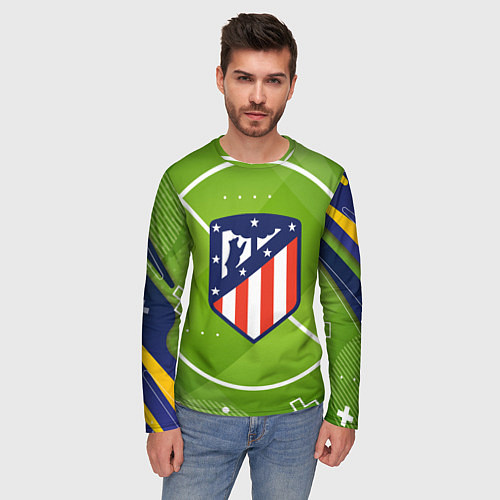 Мужской лонгслив Atletico madrid Поле / 3D-принт – фото 3