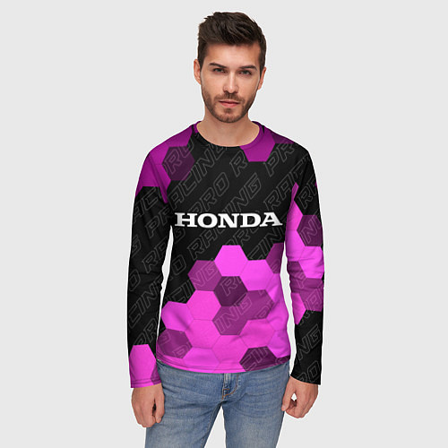 Мужской лонгслив Honda pro racing: символ сверху / 3D-принт – фото 3