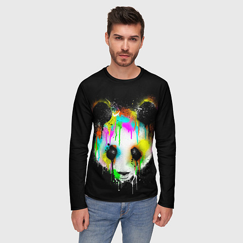 Мужской лонгслив Панда в краске / 3D-принт – фото 3