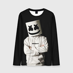Лонгслив мужской Marshmello на чёрном фоне, цвет: 3D-принт