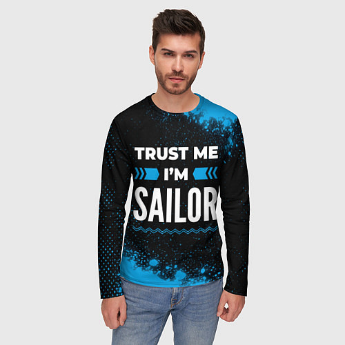 Мужской лонгслив Trust me Im sailor dark / 3D-принт – фото 3