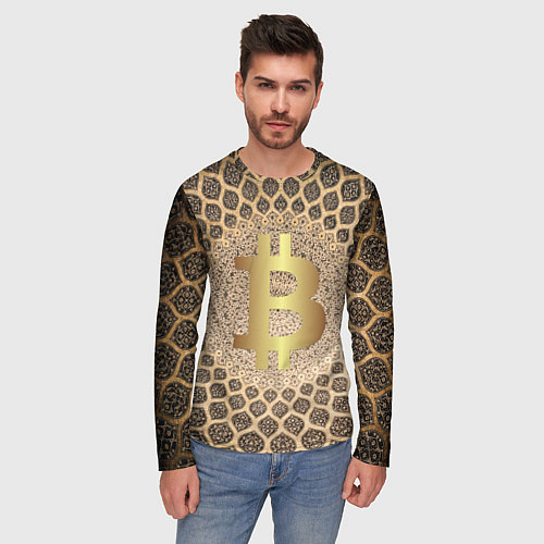 Мужской лонгслив Золотой биткоин / 3D-принт – фото 3