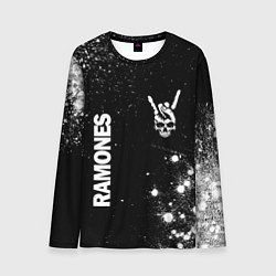 Лонгслив мужской Ramones и рок символ на темном фоне, цвет: 3D-принт