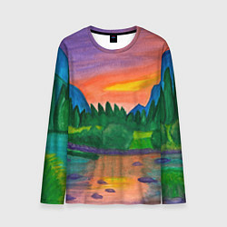 Лонгслив мужской Закат на реке, цвет: 3D-принт