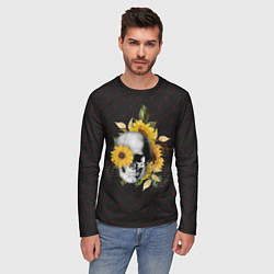 Лонгслив мужской Череп и подсолнух, цвет: 3D-принт — фото 2