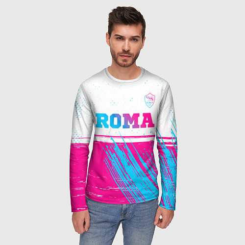 Мужской лонгслив Roma neon gradient style: символ сверху / 3D-принт – фото 3