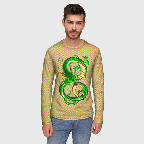 Мужской лонгслив Зелёный дракон в форме цифры 8 / 3D-принт – фото 3
