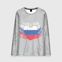 Лонгслив мужской Россия сердце, цвет: 3D-принт