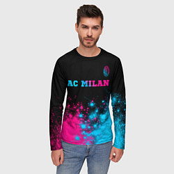 Лонгслив мужской AC Milan - neon gradient: символ сверху, цвет: 3D-принт — фото 2