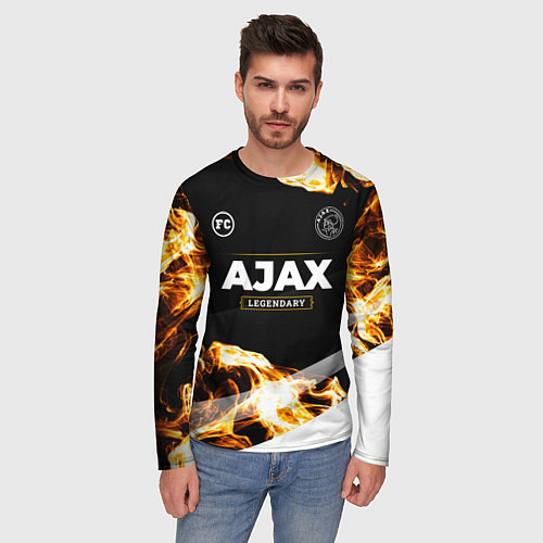 Мужской лонгслив Ajax legendary sport fire / 3D-принт – фото 3