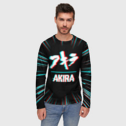 Лонгслив мужской Символ Akira в стиле glitch на темном фоне, цвет: 3D-принт — фото 2