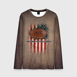 Лонгслив мужской Мяч для американского футбола на фоне флага америк, цвет: 3D-принт