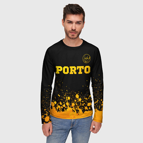 Мужской лонгслив Porto - gold gradient: символ сверху / 3D-принт – фото 3