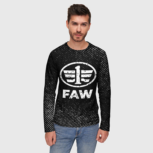 Мужской лонгслив FAW с потертостями на темном фоне / 3D-принт – фото 3